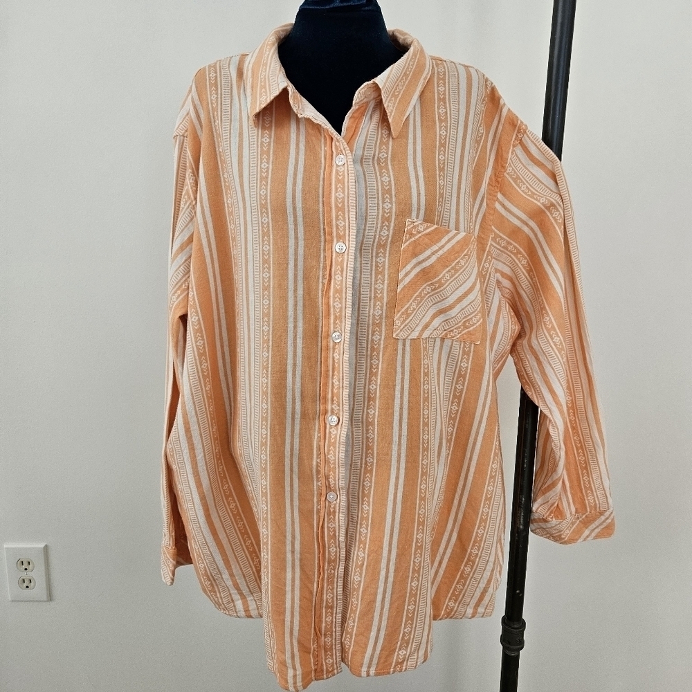 Wrangler Western Shirt 3XL Button Front Collard Long Sleeve Soft 100% Cotton